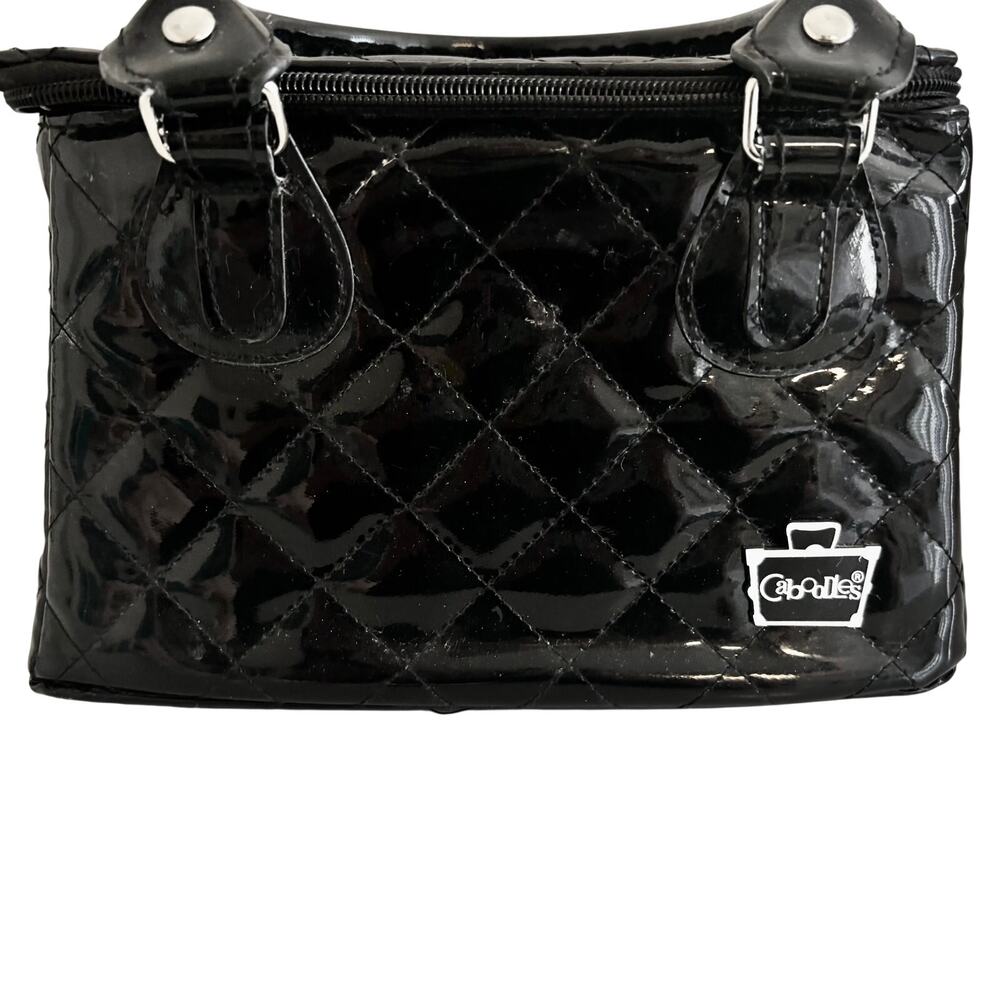 Vintage Caboodles Sassy Black Patent Quilted Makeup Cosmetics Case Carrier Tote